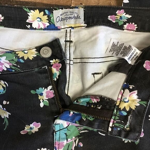 Aeropostale Jeans Ashley Ultra Skinny Black Floral Print Size 13 14R Juniors - Picture 7 of 8